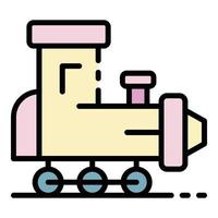 Toy train icon color outline vector