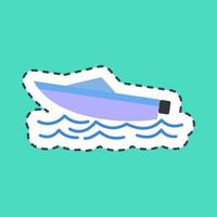 Sticker line cut speed boat. Transportation elements. Good for prints, posters, logo, sign, advertisement, etc. vector