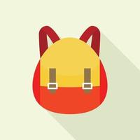 icono de mochila amarilla roja, estilo plano vector