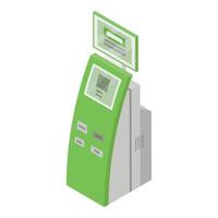 icono de equipo verde de pago, estilo isométrico vector