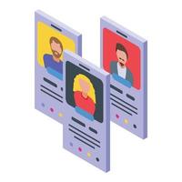 Online dating profile icon, isometric style vector