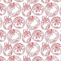 pattern of red hand drawn tomatoes, tomato slices on a white background. Vector illustration