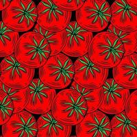 pattern of red hand drawn tomatoes, tomato slices on a white background. Vector illustration
