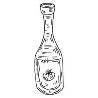 Drawing of a ketchup bottle in sketch style vector