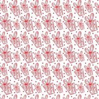 pattern with red gifts isolated on white background vector