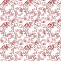 pattern of red hand drawn tomatoes, tomato slices on a white background. Vector illustration