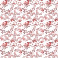 pattern of red hand drawn tomatoes, tomato slices on a white background. Vector illustration