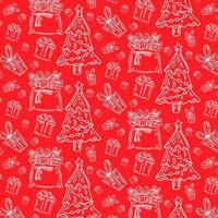 christmas pattern with colorful christmas icon design on red vector