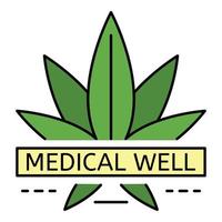 Cannabis medical well logo, outline style vector