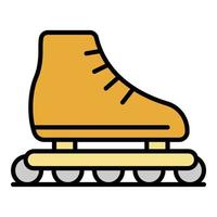 icono de patines en línea para niños vector de contorno de color