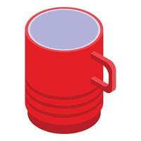 icono de taza roja, estilo isométrico vector