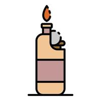 Plastic cigarette lighter icon color outline vector