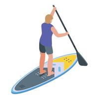Man stand up paddle icon, isometric style vector
