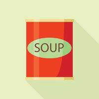 Red soup tin can icon, flat style vector