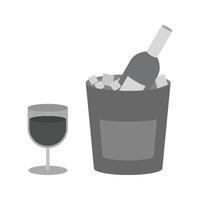 Wine Bottle in Ice Flat Greyscale Icon vector