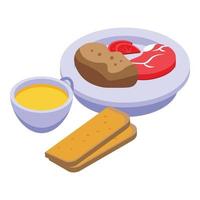 Steak lunch icon, isometric style vector