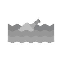 Bottle in Water Flat Greyscale Icon vector