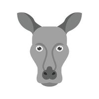 Kangaroo Face Flat Greyscale Icon vector