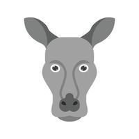 canguro, cara, plano, escala de grises, icono vector