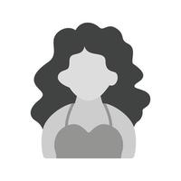 Lady with Wavy Hair Flat Greyscale Icon vector