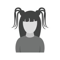 Gothic Girl Flat Greyscale Icon vector