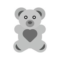 icono de escala de grises plano de oso de peluche vector