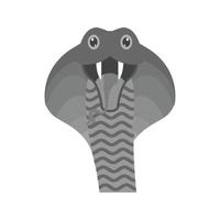 icono de escala de grises plana de cara de serpiente vector