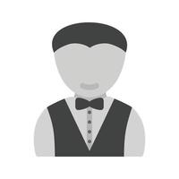 Man as Waiter Flat Greyscale Icon vector