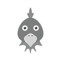 Chicken Face Flat Greyscale Icon vector