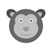 Monkey Face Flat Greyscale Icon vector