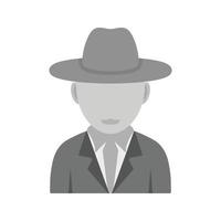 Boy in Casual Hat Flat Greyscale Icon vector