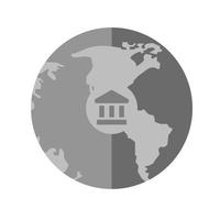 icono de escala de grises plana de bancos globales vector
