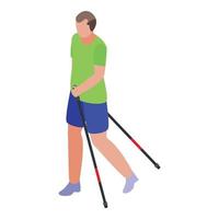 Exercise nordic walking icon, isometric style vector