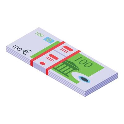 Bank euro pack icon, isometric style