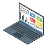 Laptop report chart icon, isometric style vector