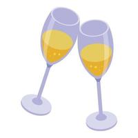 icono de vítores de copa de champán, estilo isométrico vector