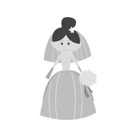 icono de novia plana en escala de grises vector