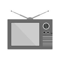 icono de televisión plana en escala de grises vector