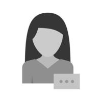 mujer escribiendo icono plano en escala de grises vector