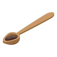 Chocolate paste spoon icon, isometric style vector