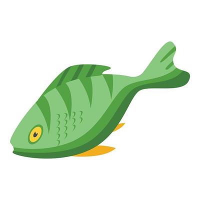Green exotic fish icon, isometric style