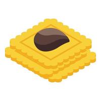 Chocolate paste biscuits icon, isometric style vector