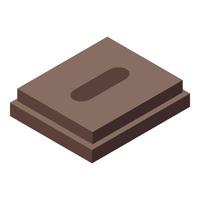 Piece chocolate bar icon, isometric style vector