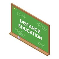 Distance education desk icon, isometric style vector