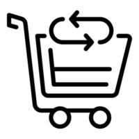 Cart return shopping icon, outline style vector