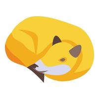 Sleeping fox icon, isometric style vector