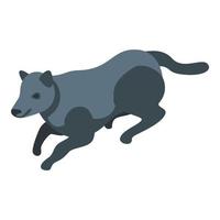 icono de lobo salvaje negro, estilo isométrico vector