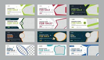modern home sale facebook cover banner template for real estate company vector