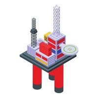 Sea drilling rig engineer icon, isometric style vector