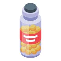 Vitamins bottle icon, isometric style vector